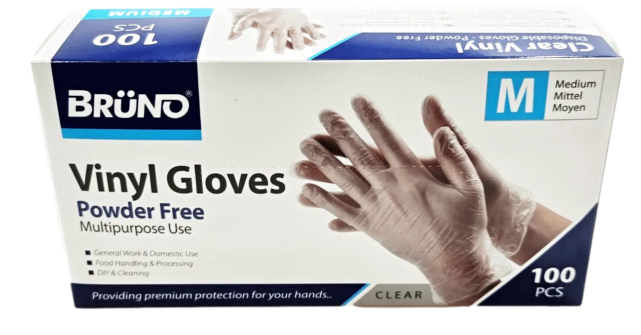 100 Medium Disposable Vinyl Clear Examination Gloves Powder Free Latex Free Gloves  VG002 (Parcel Rate)