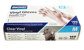 100 Medium Disposable Vinyl Clear Examination Gloves Powder Free Latex Free Gloves  VG002 (Parcel Rate)