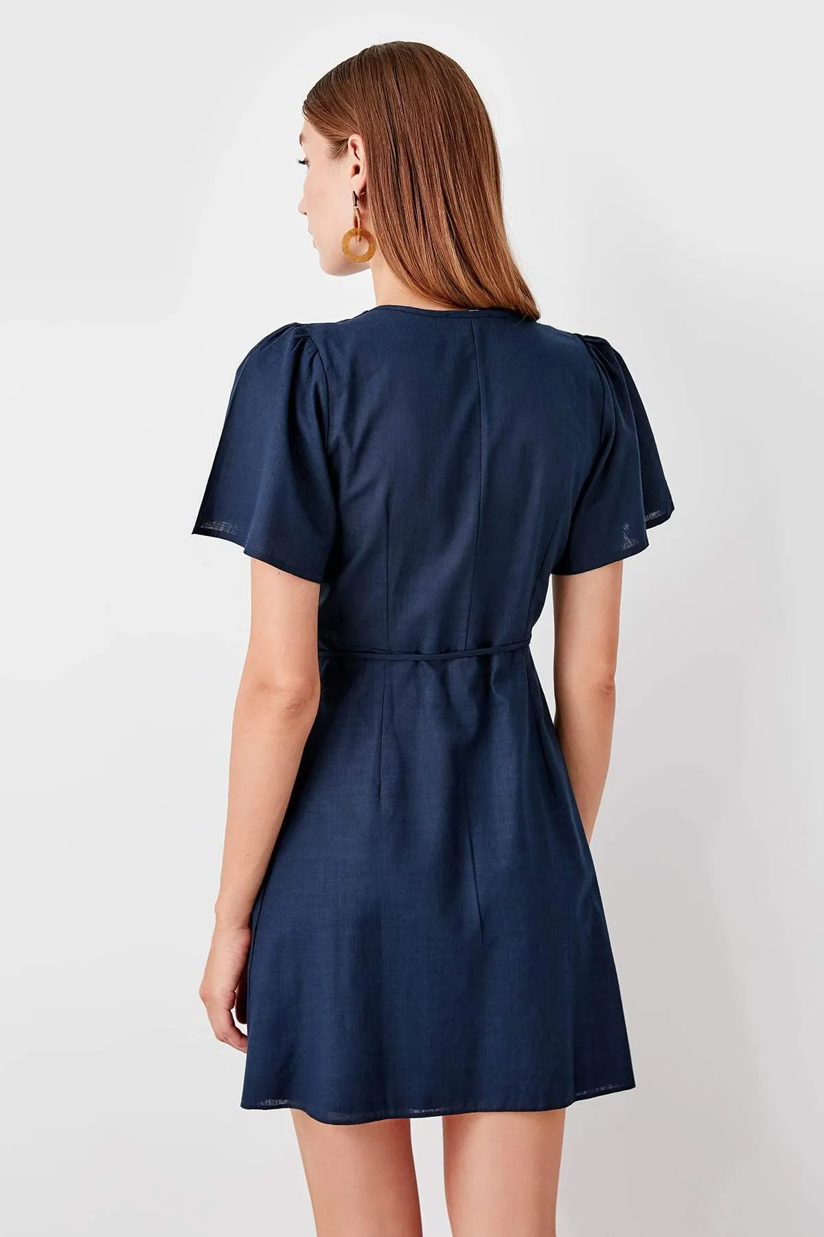 12824 Navy Blue Wrap Dress