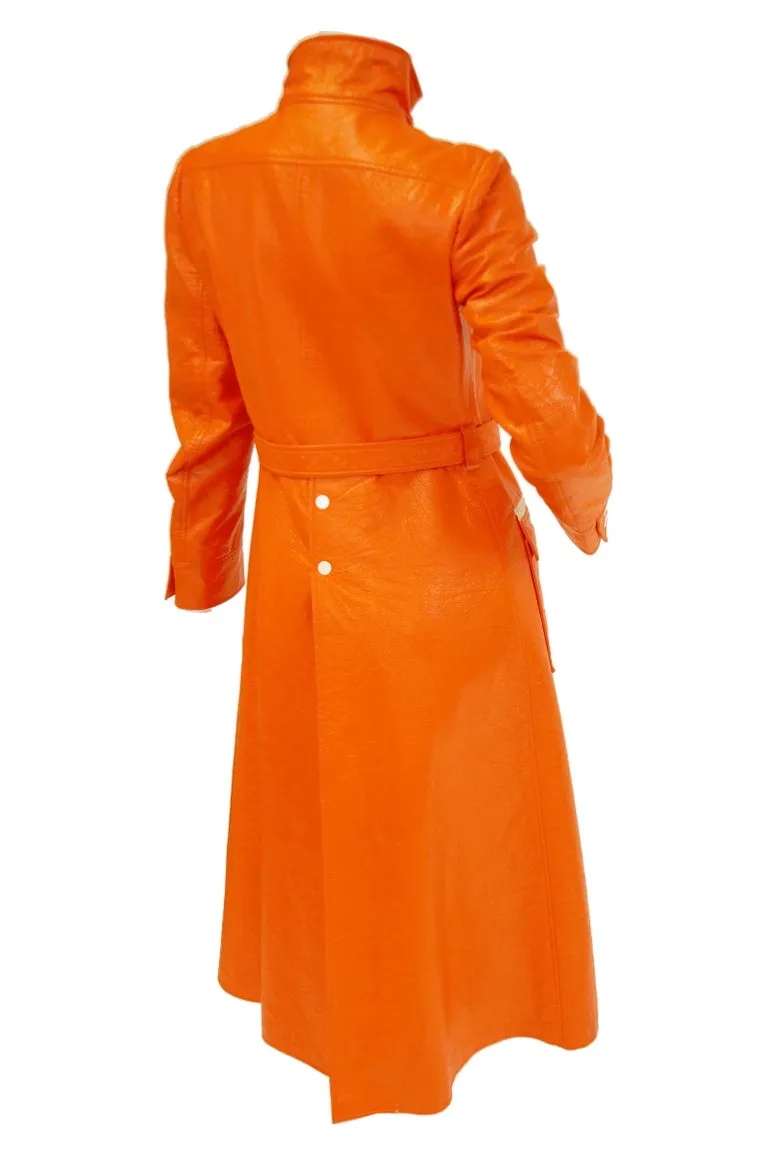 1972 André Courrèges Safety Orange Vinyl Mod Coat