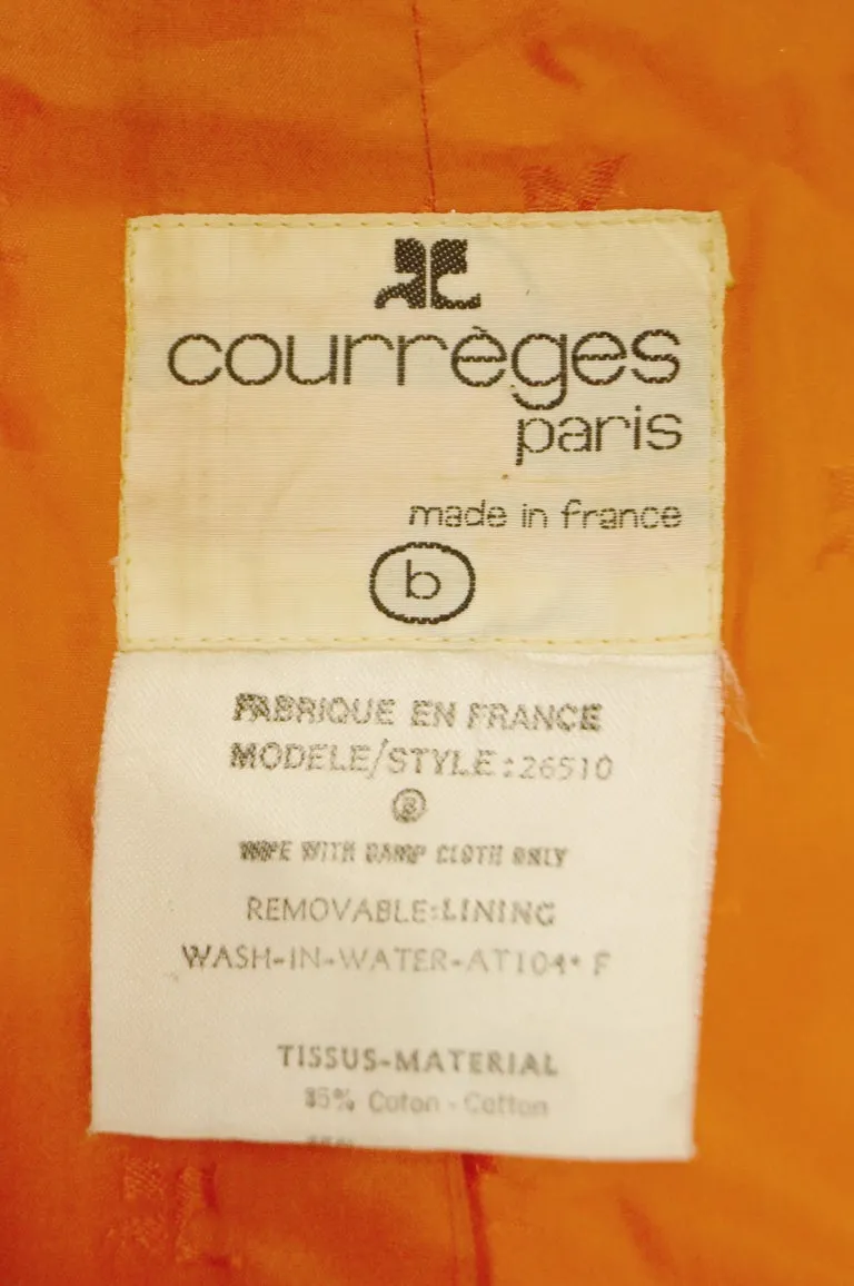 1972 André Courrèges Safety Orange Vinyl Mod Coat