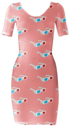 3D Glasses Bodycon Dress