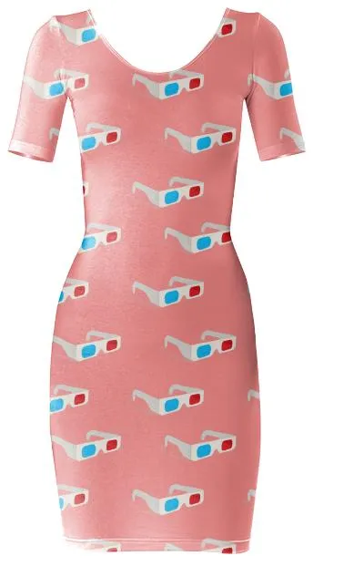 3D Glasses Bodycon Dress