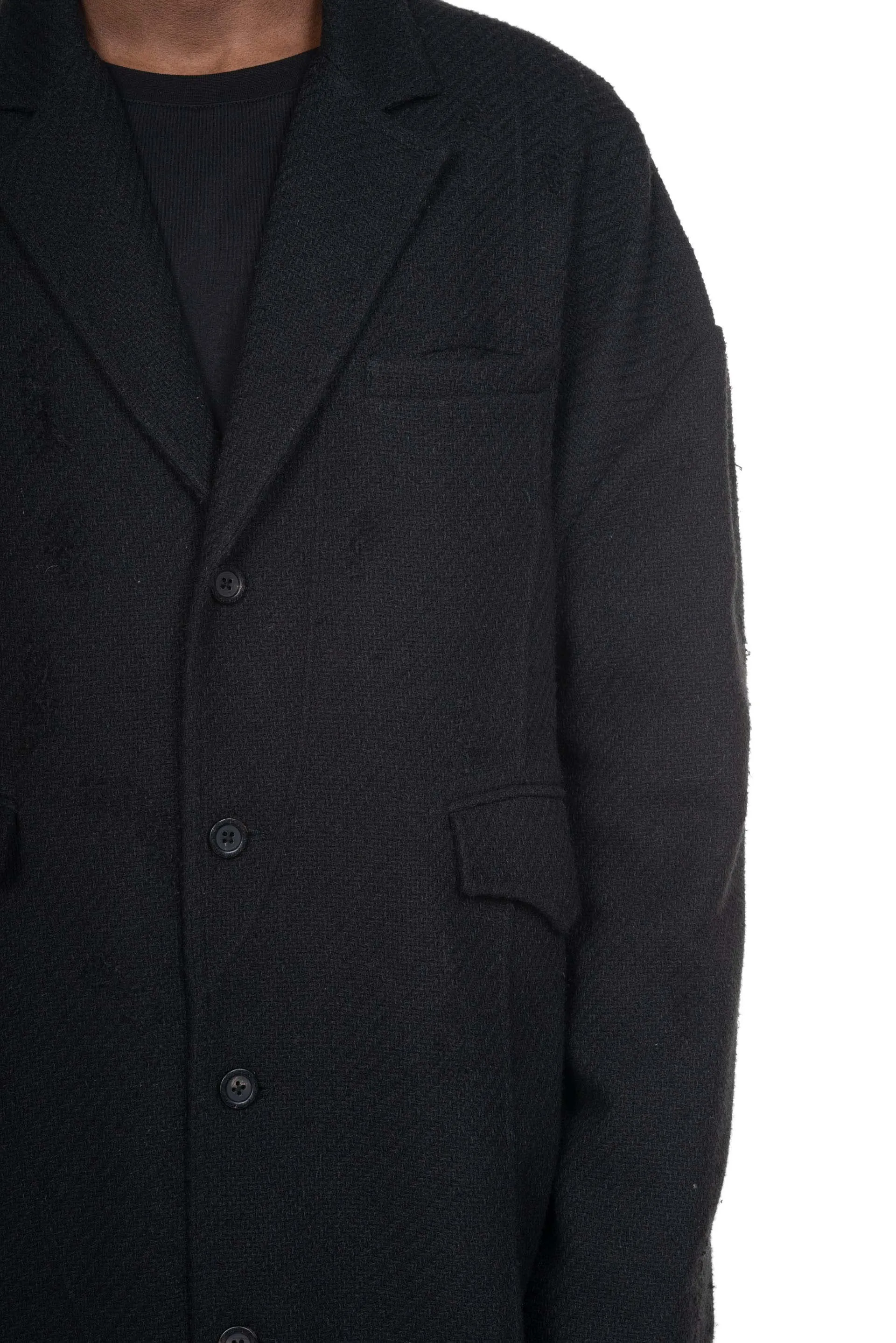 Aged Wool Coat Black