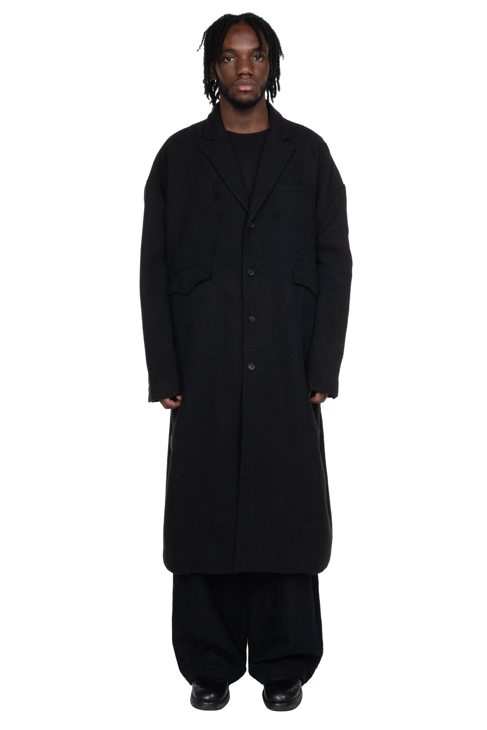 Aged Wool Coat Black