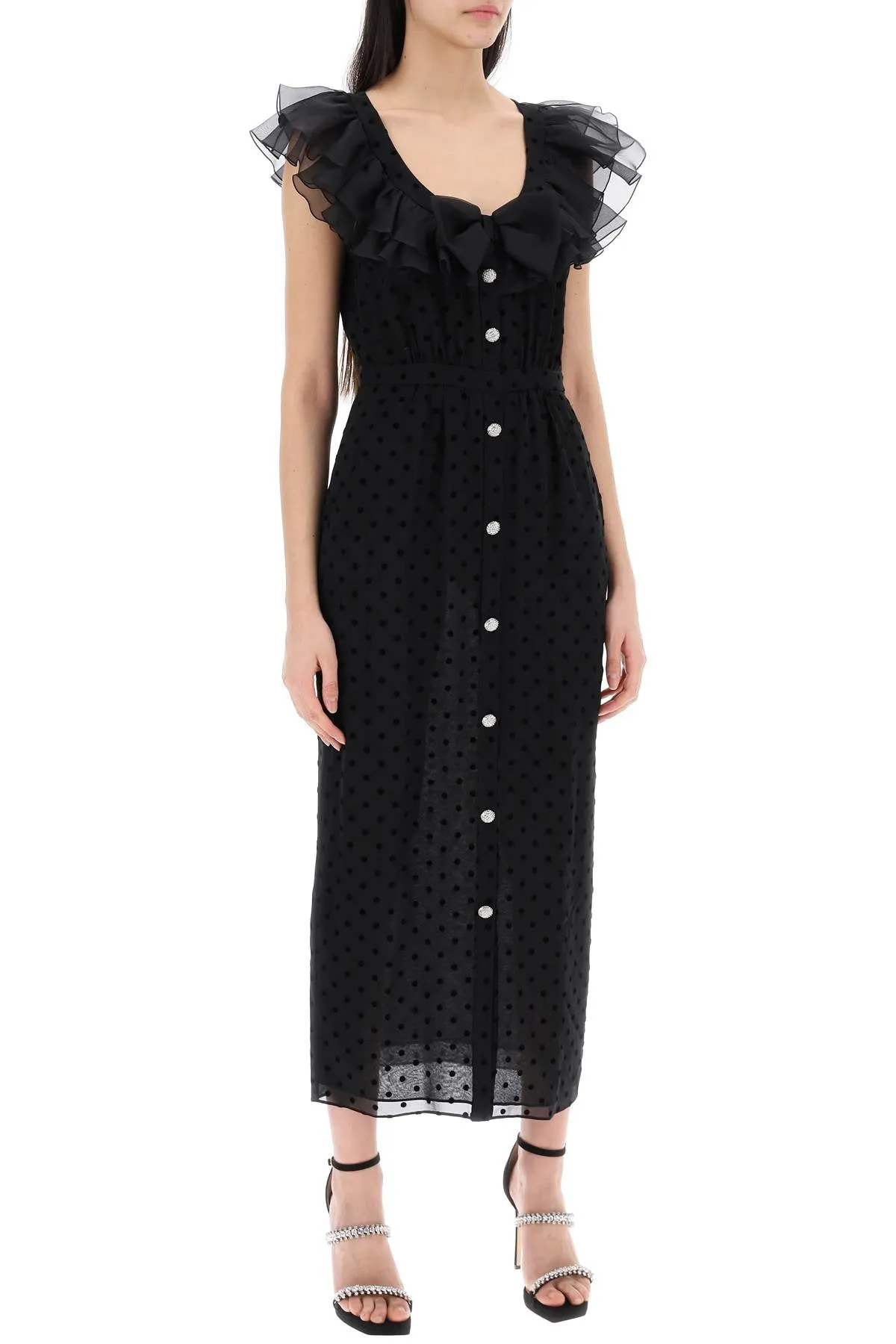 Alessandra Rich 'Polka Dot Midi Dress In Ge