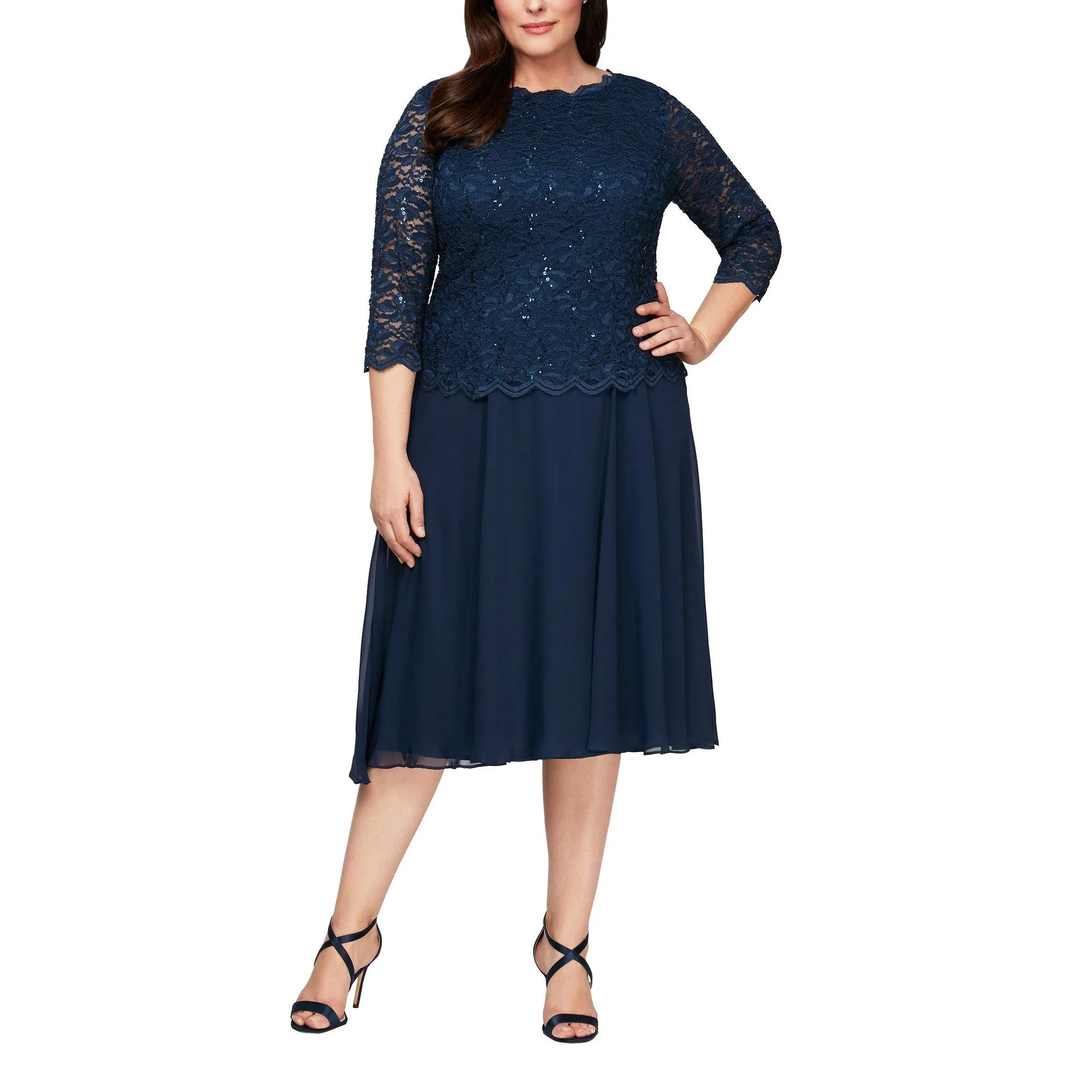 Alex Evenings AE4121796 Short Plus Size Chiffon Dress