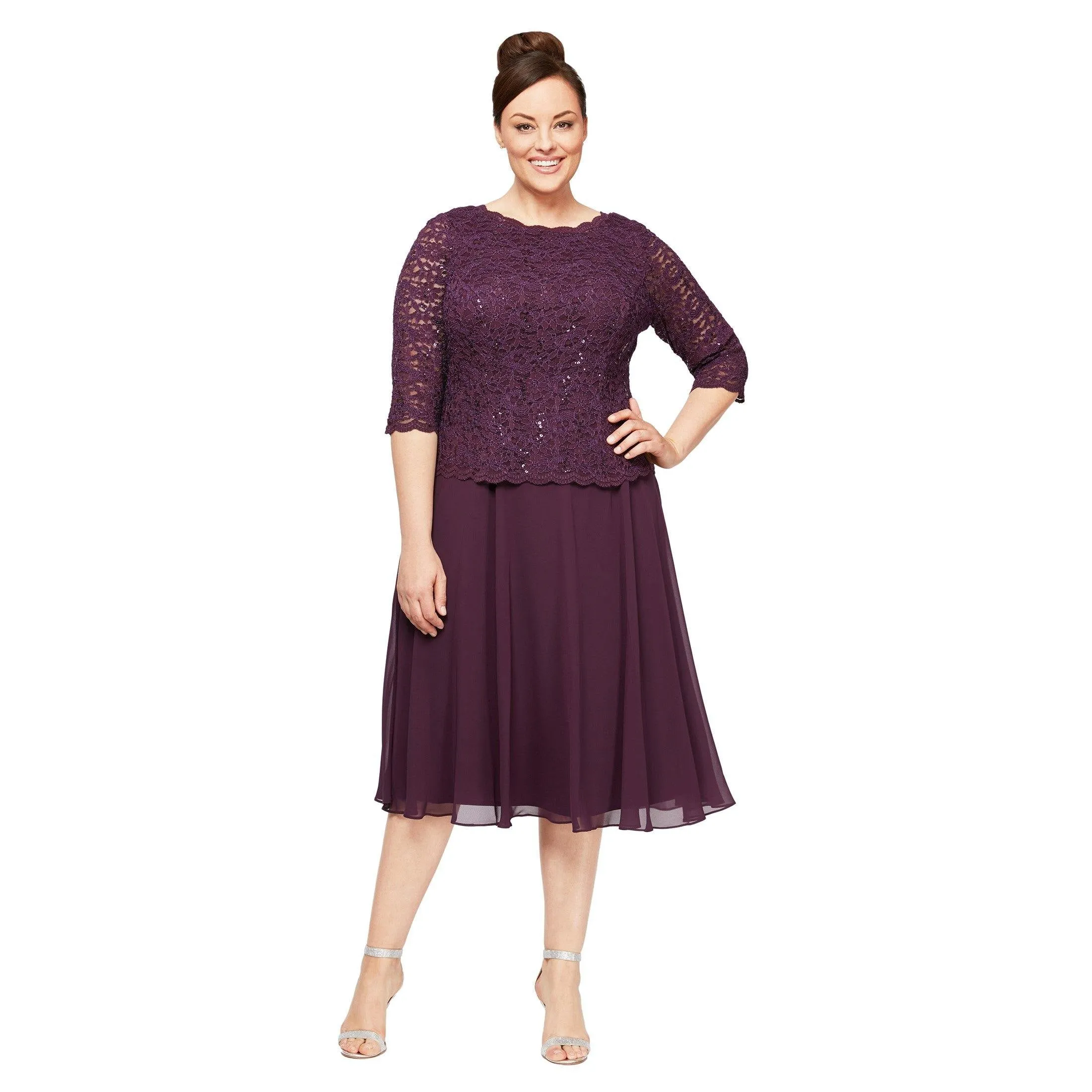 Alex Evenings AE4121796 Short Plus Size Chiffon Dress