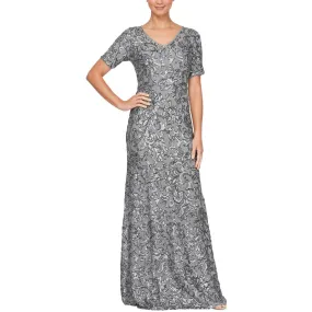 Alex Evenings Womens Sequined Long Evening Dress