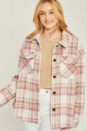 amanda mauve woven plaid shacket