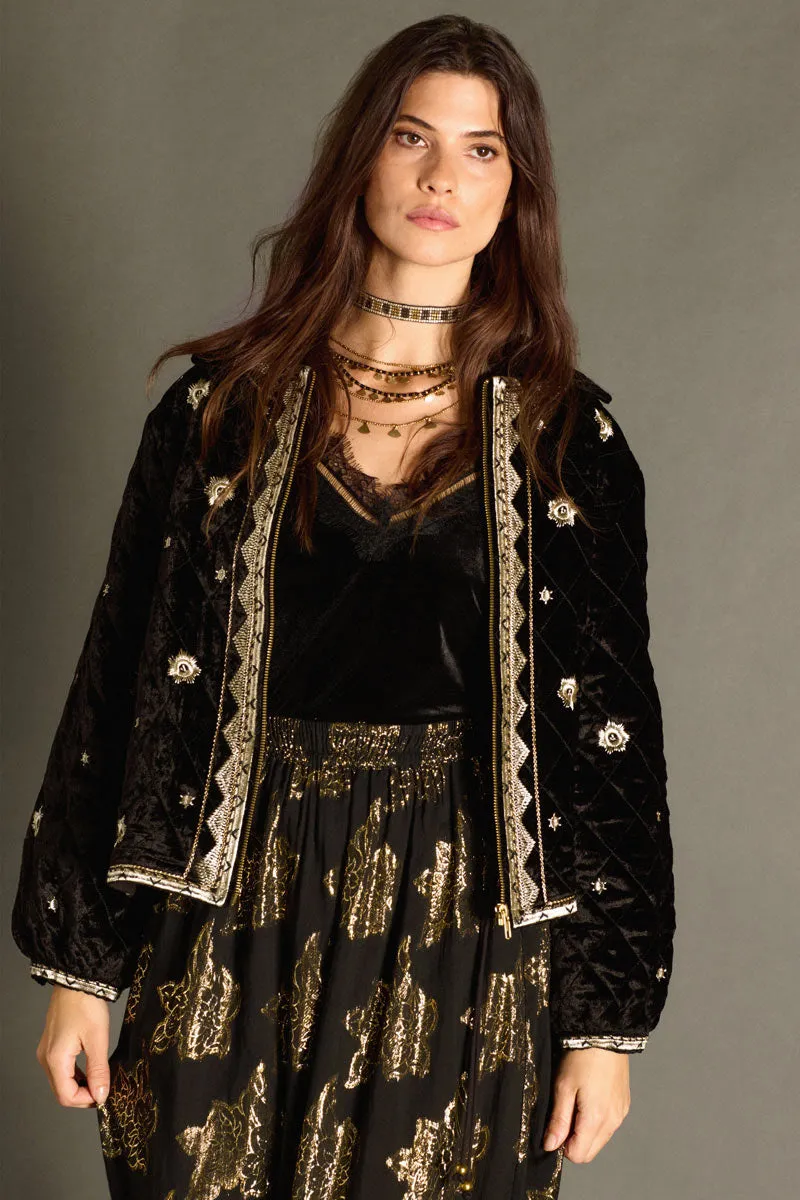 Amande Velvet Embroidered Jacket