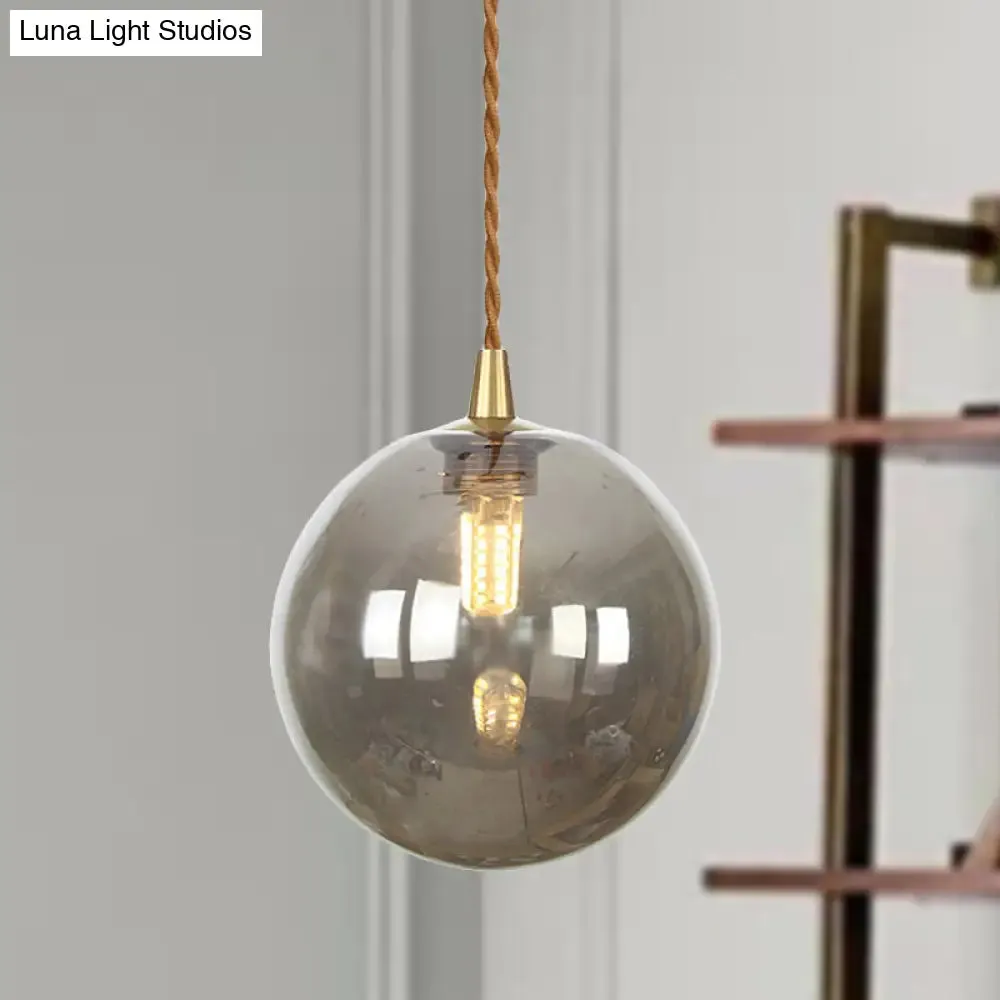 Amber/White/Red Macaron Glass Pendant Light Fixture - 1 Light Suspension Light with Rope for Bedroom