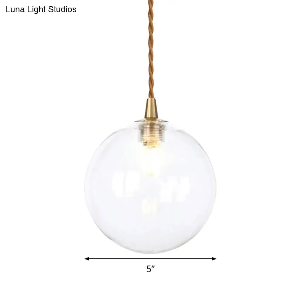 Amber/White/Red Macaron Glass Pendant Light Fixture - 1 Light Suspension Light with Rope for Bedroom