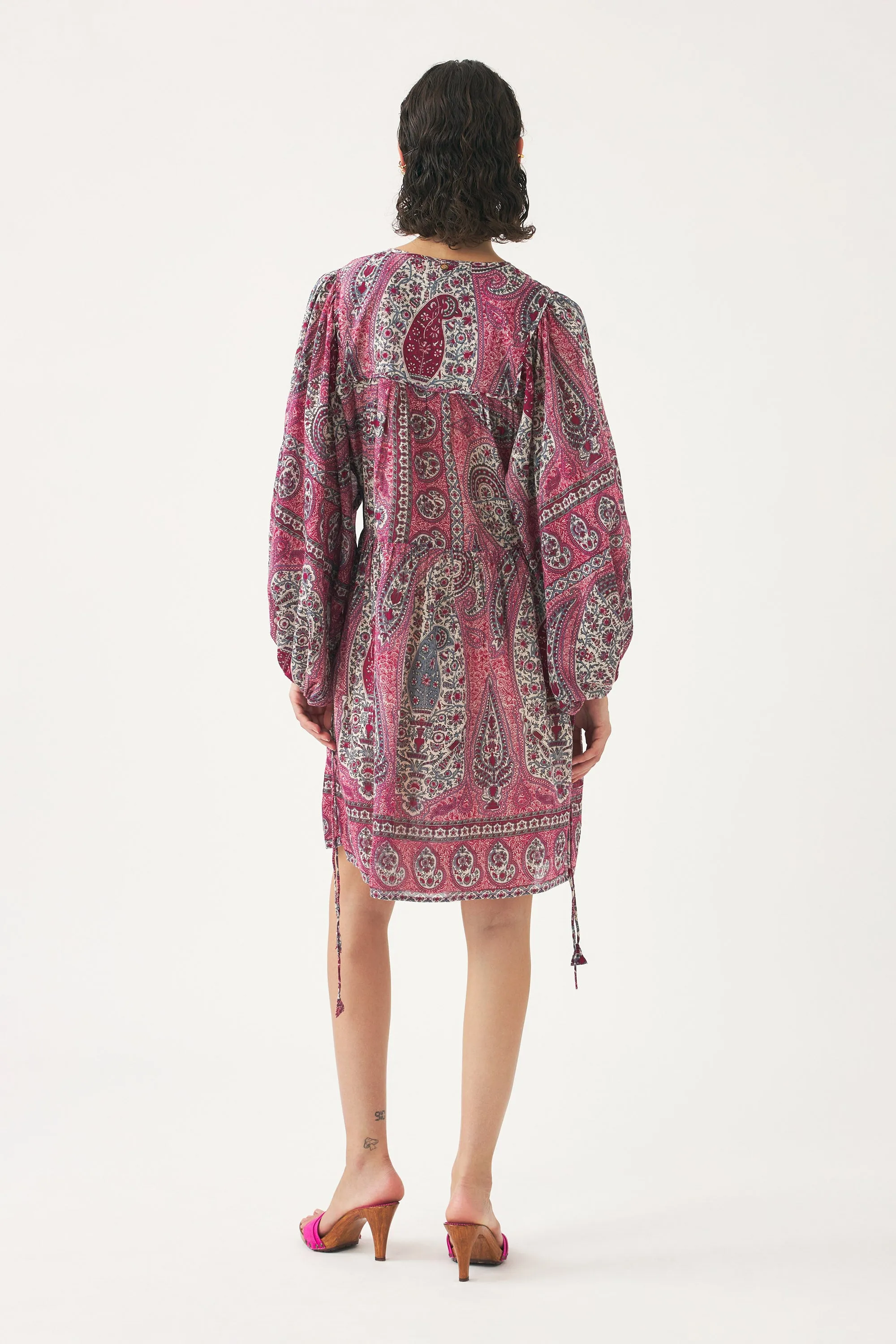 Antik Batik Red Tajar Cotton Voile Print Mini Dress - ByAdushka