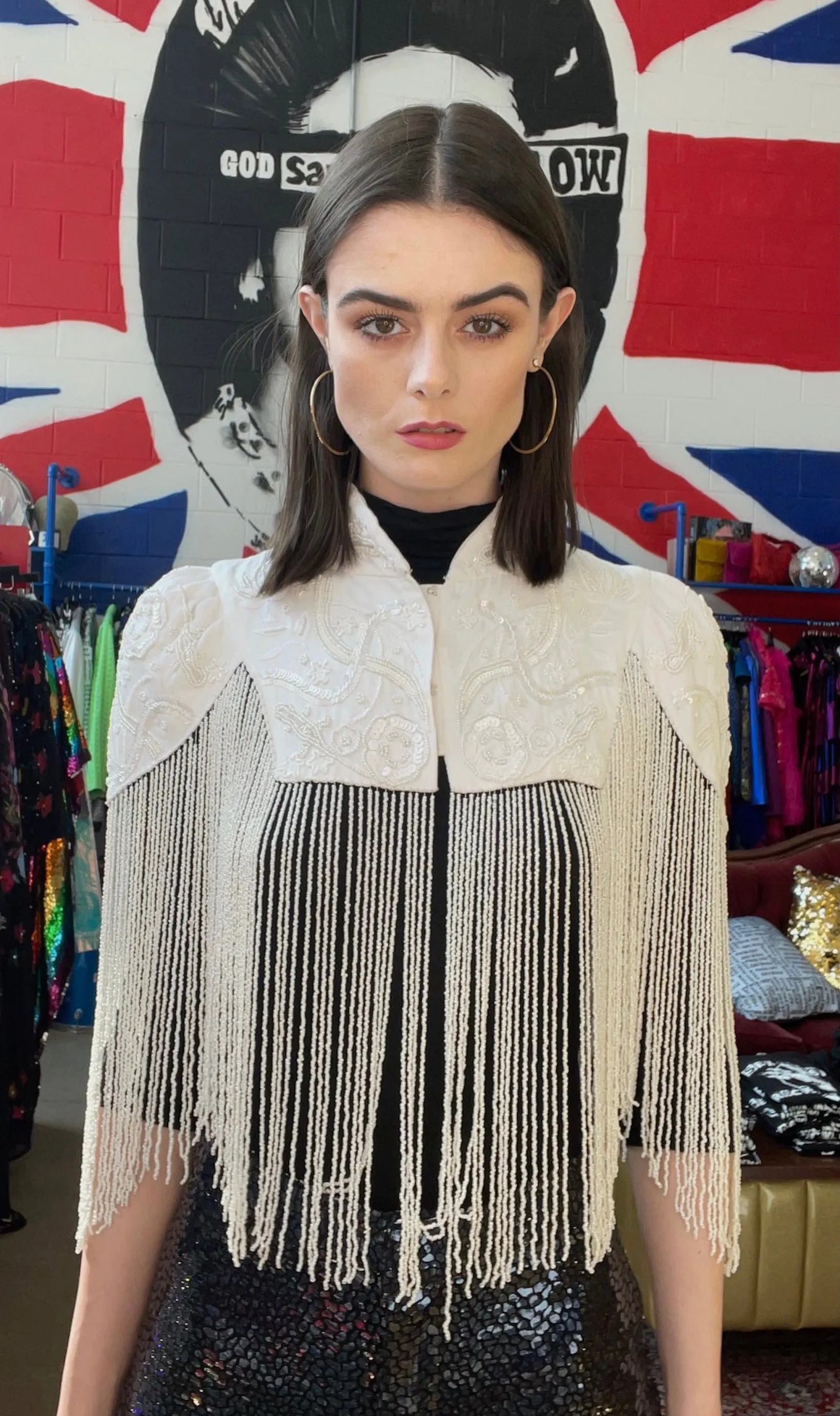 Any Old Iron White Vintage Shrug