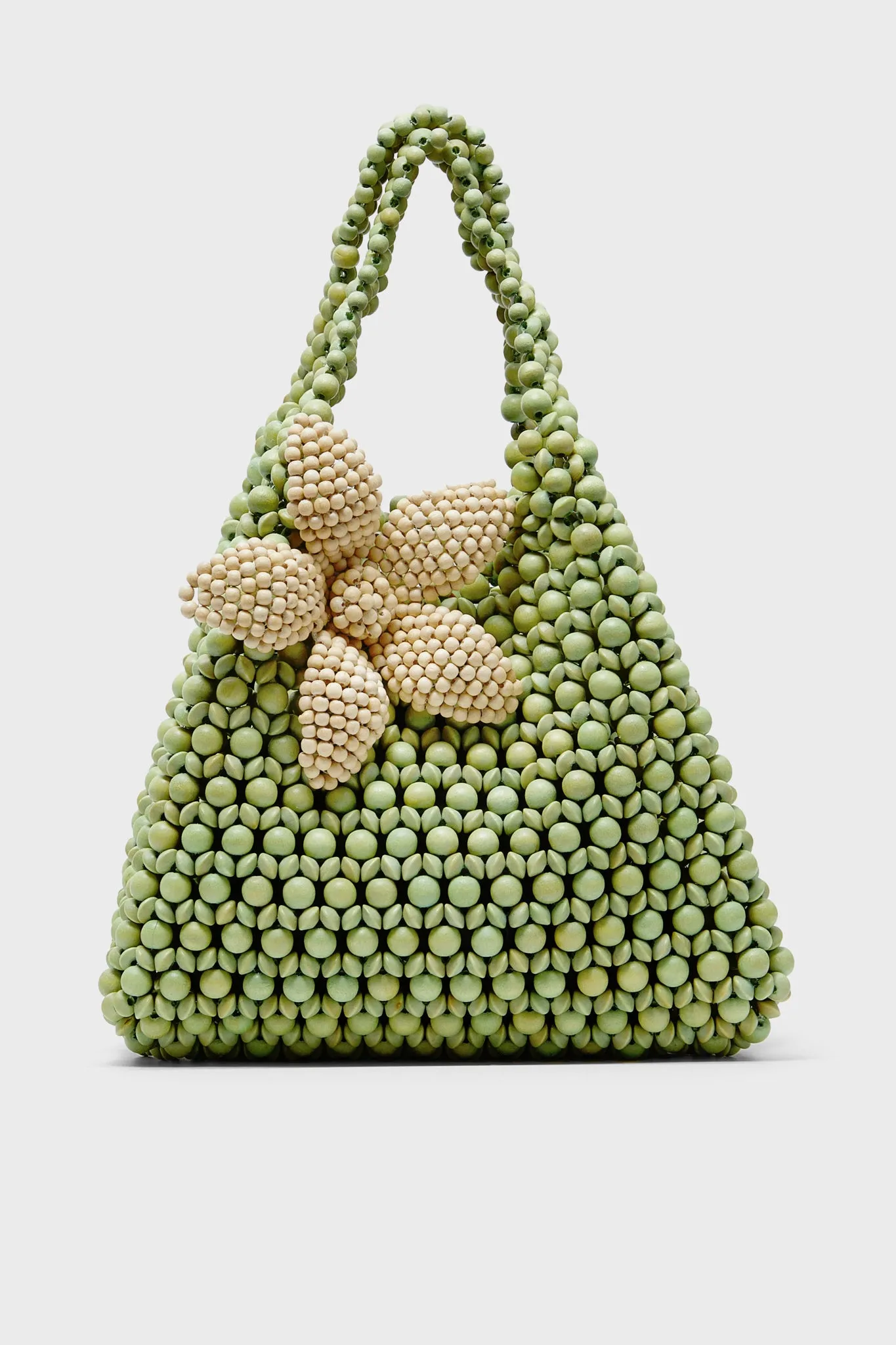 Apple Green and Cream Flower Trapezoid Flora Bag