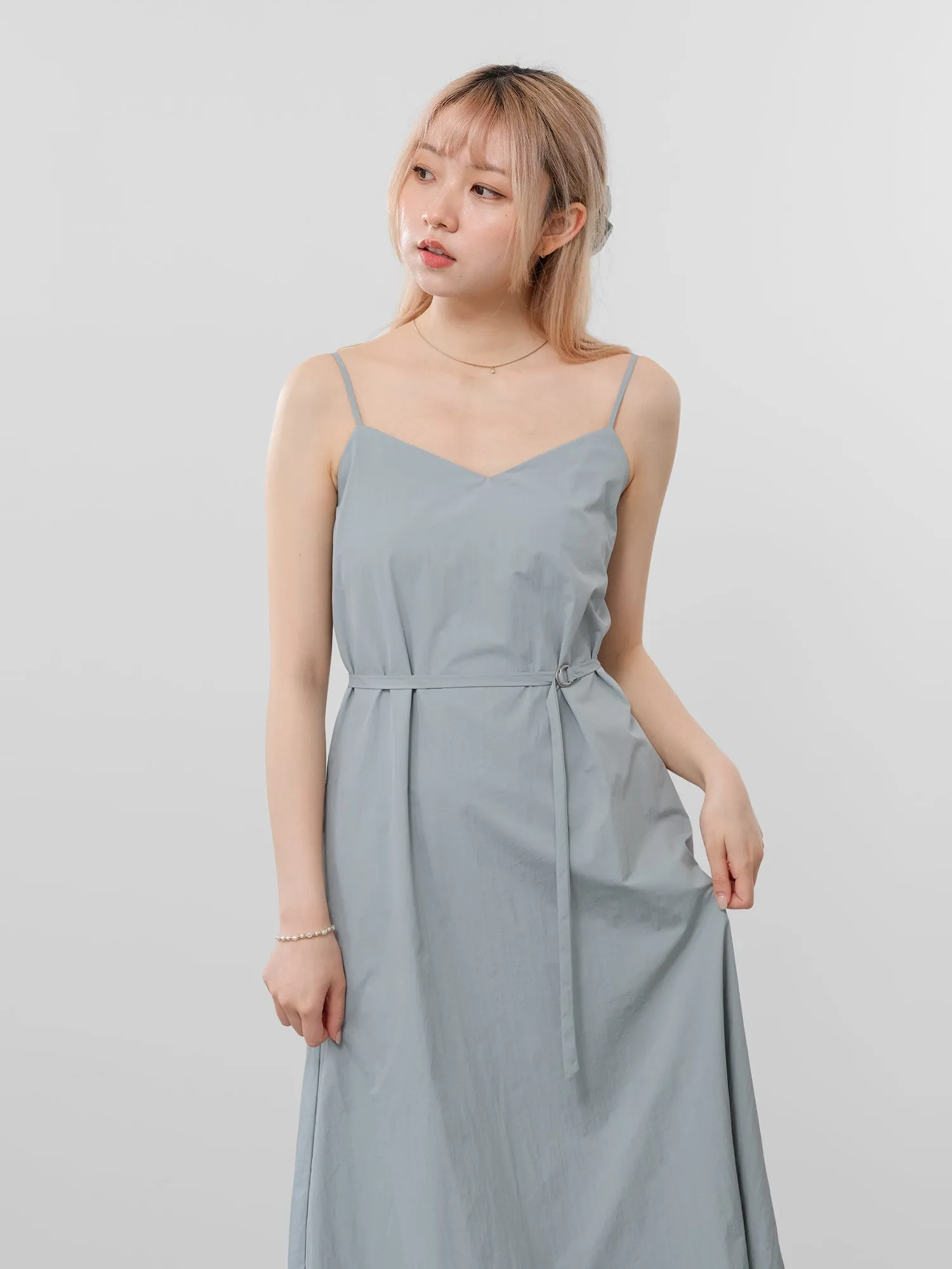 April Belted A-line Cami Dress