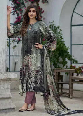 AQSA Pure Woolen Pashmina Black Winter Salwar Suit Dress Materials