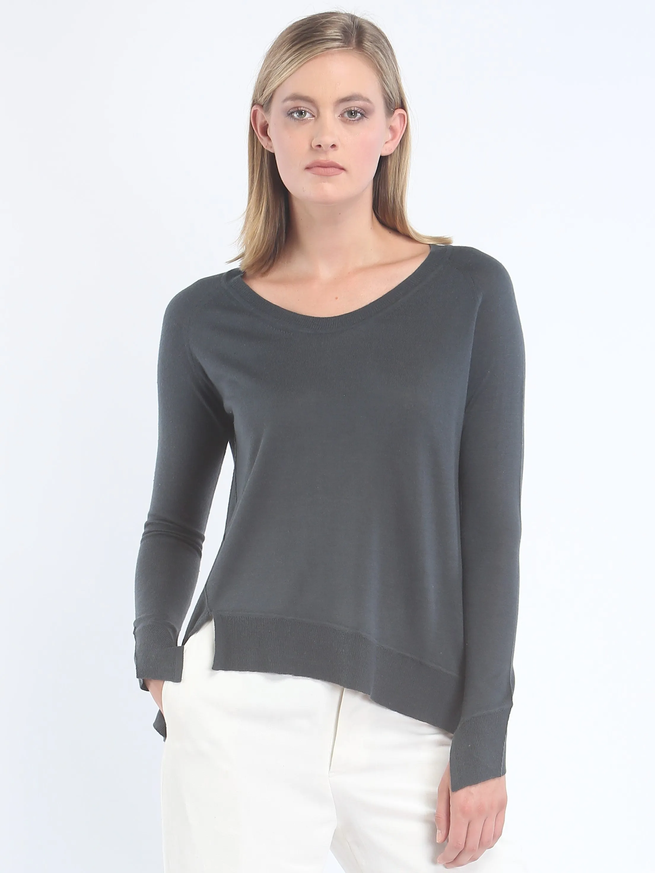 Asymmetrical Hem Crewneck