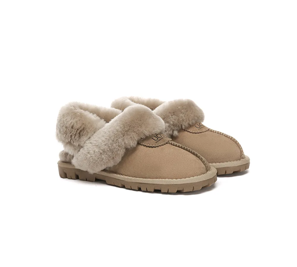 AUSTRALIAN SHEPHERD® 3-Way Style UGG Women Slippers Removable Wool Fluffy Strap Slingback Waffle