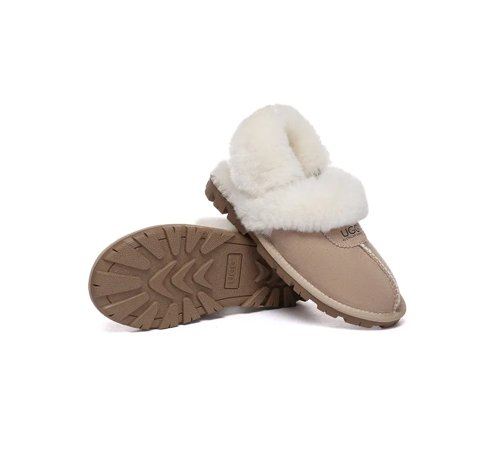 AUSTRALIAN SHEPHERD® 3-Way Style UGG Women Slippers Removable Wool Fluffy Strap Slingback Waffle