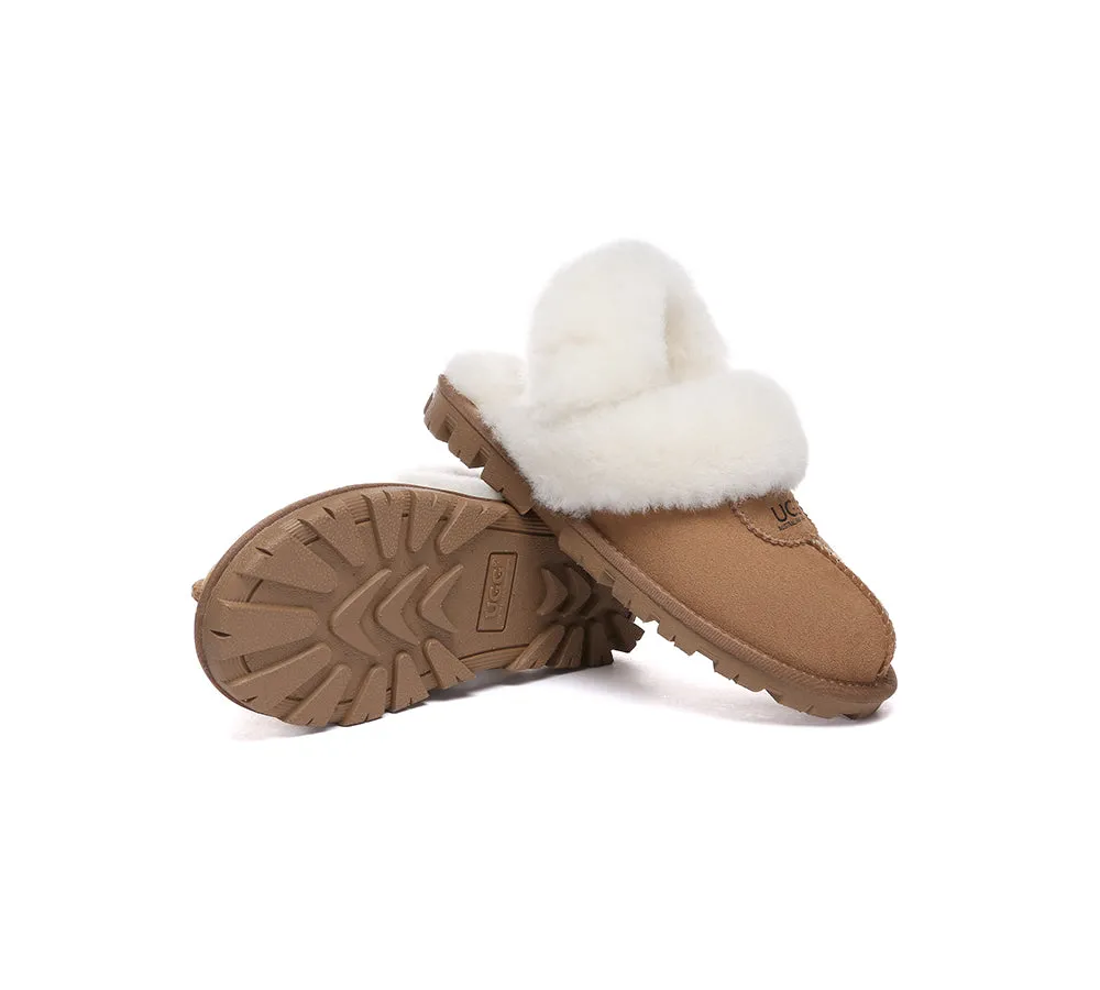 AUSTRALIAN SHEPHERD® 3-Way Style UGG Women Slippers Removable Wool Fluffy Strap Slingback Waffle