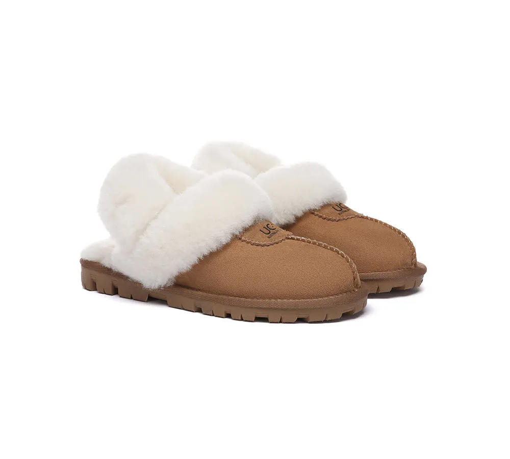 AUSTRALIAN SHEPHERD® 3-Way Style UGG Women Slippers Removable Wool Fluffy Strap Slingback Waffle