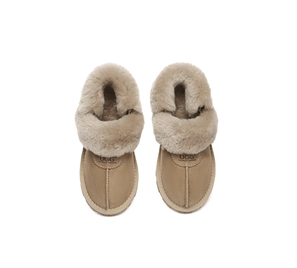 AUSTRALIAN SHEPHERD® 3-Way Style UGG Women Slippers Removable Wool Fluffy Strap Slingback Waffle