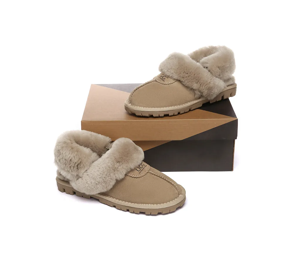 AUSTRALIAN SHEPHERD® 3-Way Style UGG Women Slippers Removable Wool Fluffy Strap Slingback Waffle