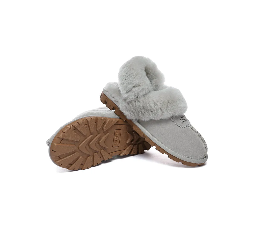 AUSTRALIAN SHEPHERD® 3-Way Style UGG Women Slippers Removable Wool Fluffy Strap Slingback Waffle