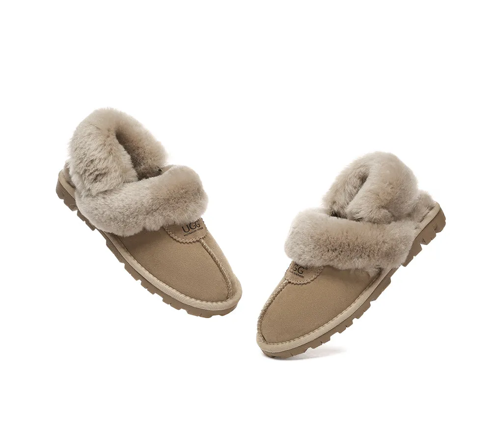 AUSTRALIAN SHEPHERD® 3-Way Style UGG Women Slippers Removable Wool Fluffy Strap Slingback Waffle