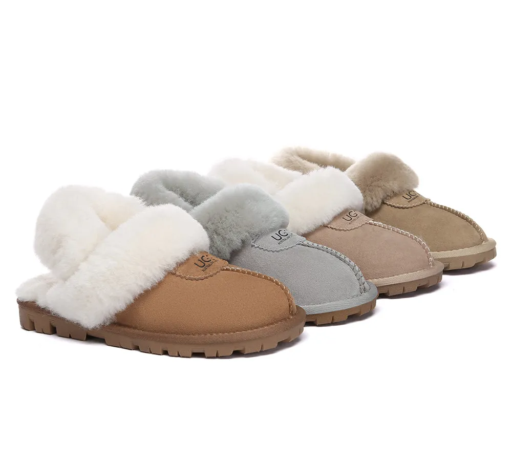 AUSTRALIAN SHEPHERD® 3-Way Style UGG Women Slippers Removable Wool Fluffy Strap Slingback Waffle