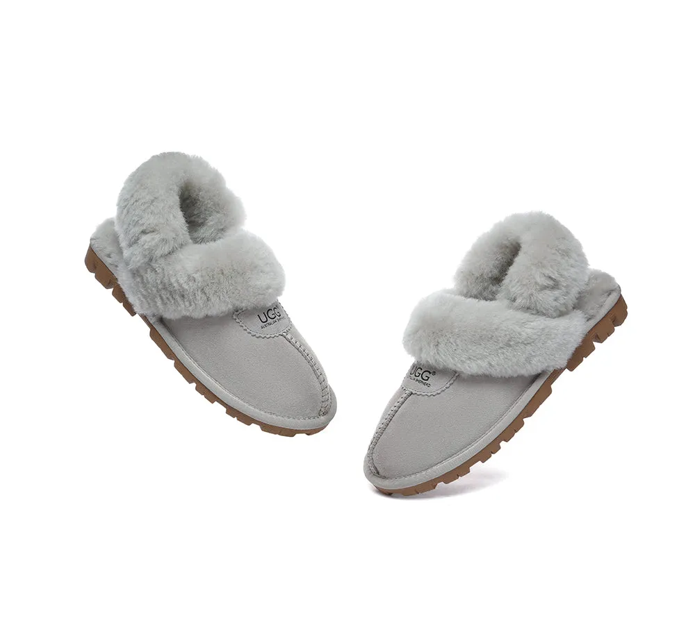 AUSTRALIAN SHEPHERD® 3-Way Style UGG Women Slippers Removable Wool Fluffy Strap Slingback Waffle