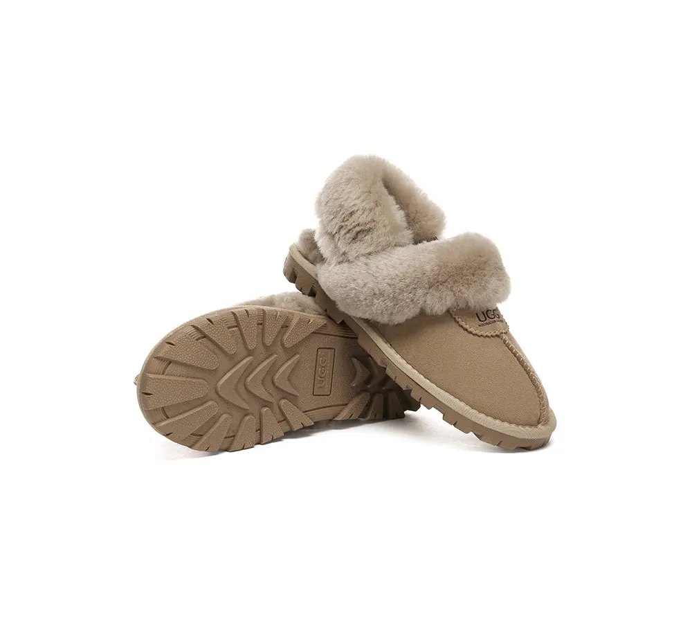 AUSTRALIAN SHEPHERD® 3-Way Style UGG Women Slippers Removable Wool Fluffy Strap Slingback Waffle