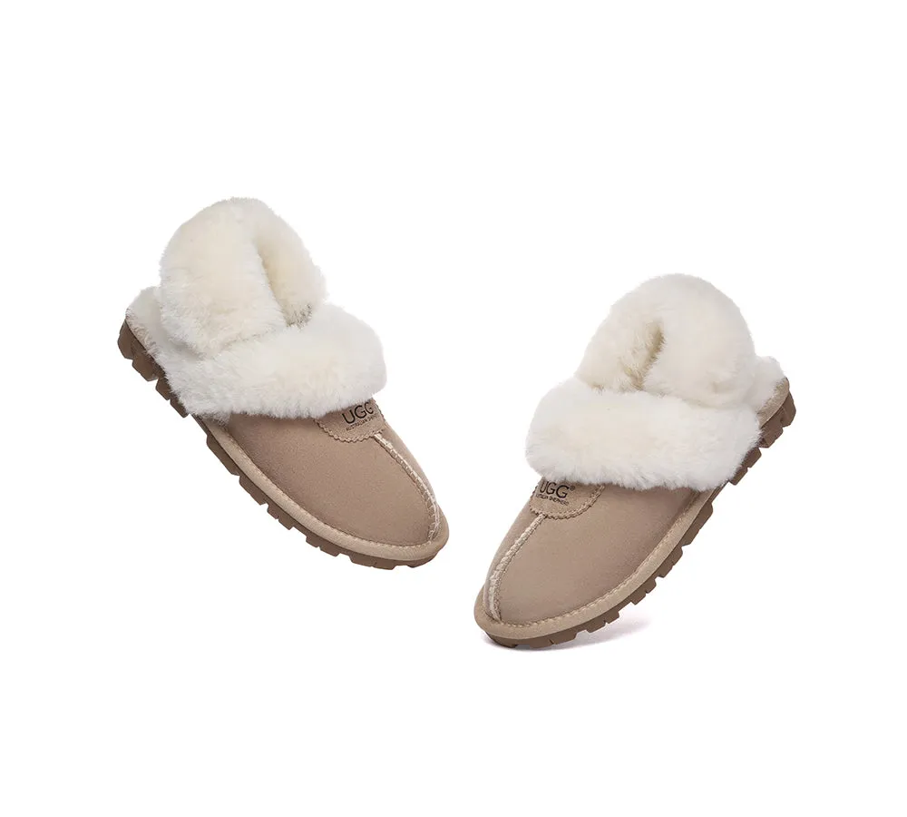 AUSTRALIAN SHEPHERD® 3-Way Style UGG Women Slippers Removable Wool Fluffy Strap Slingback Waffle