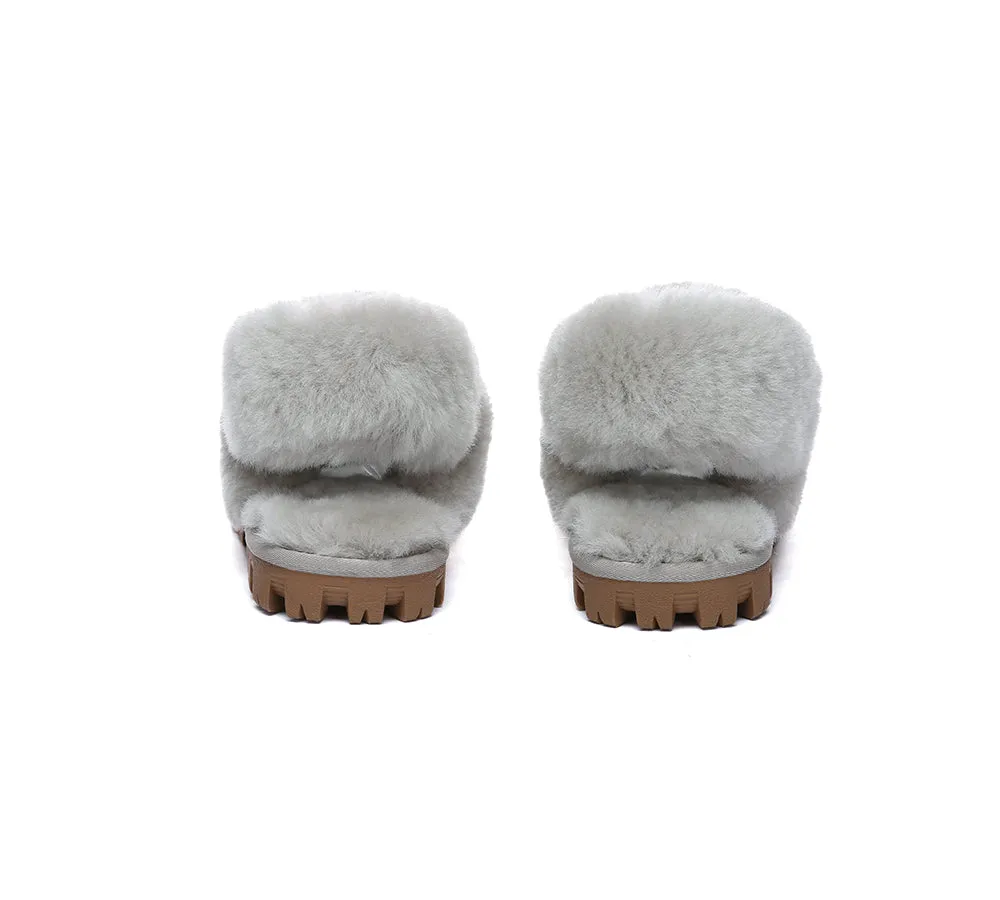 AUSTRALIAN SHEPHERD® 3-Way Style UGG Women Slippers Removable Wool Fluffy Strap Slingback Waffle