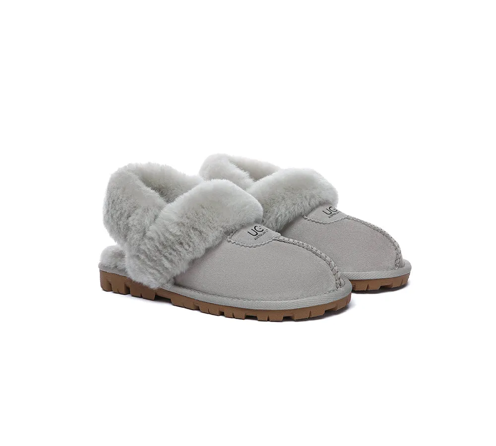 AUSTRALIAN SHEPHERD® 3-Way Style UGG Women Slippers Removable Wool Fluffy Strap Slingback Waffle