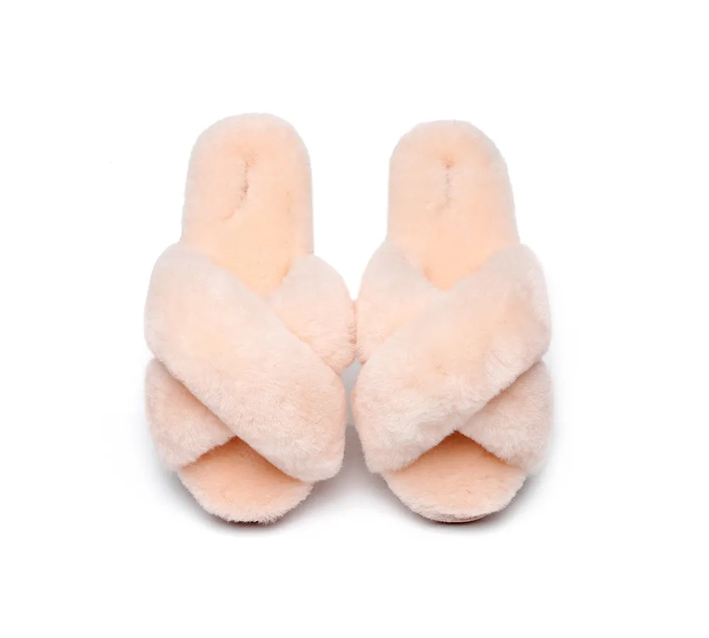 AUSTRALIAN SHEPHERD® UGG Women Crossover Fluffy Slides Leanna