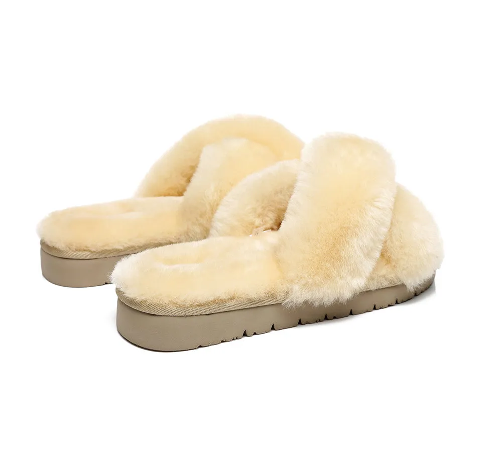 AUSTRALIAN SHEPHERD® UGG Women Crossover Fluffy Slides Leanna