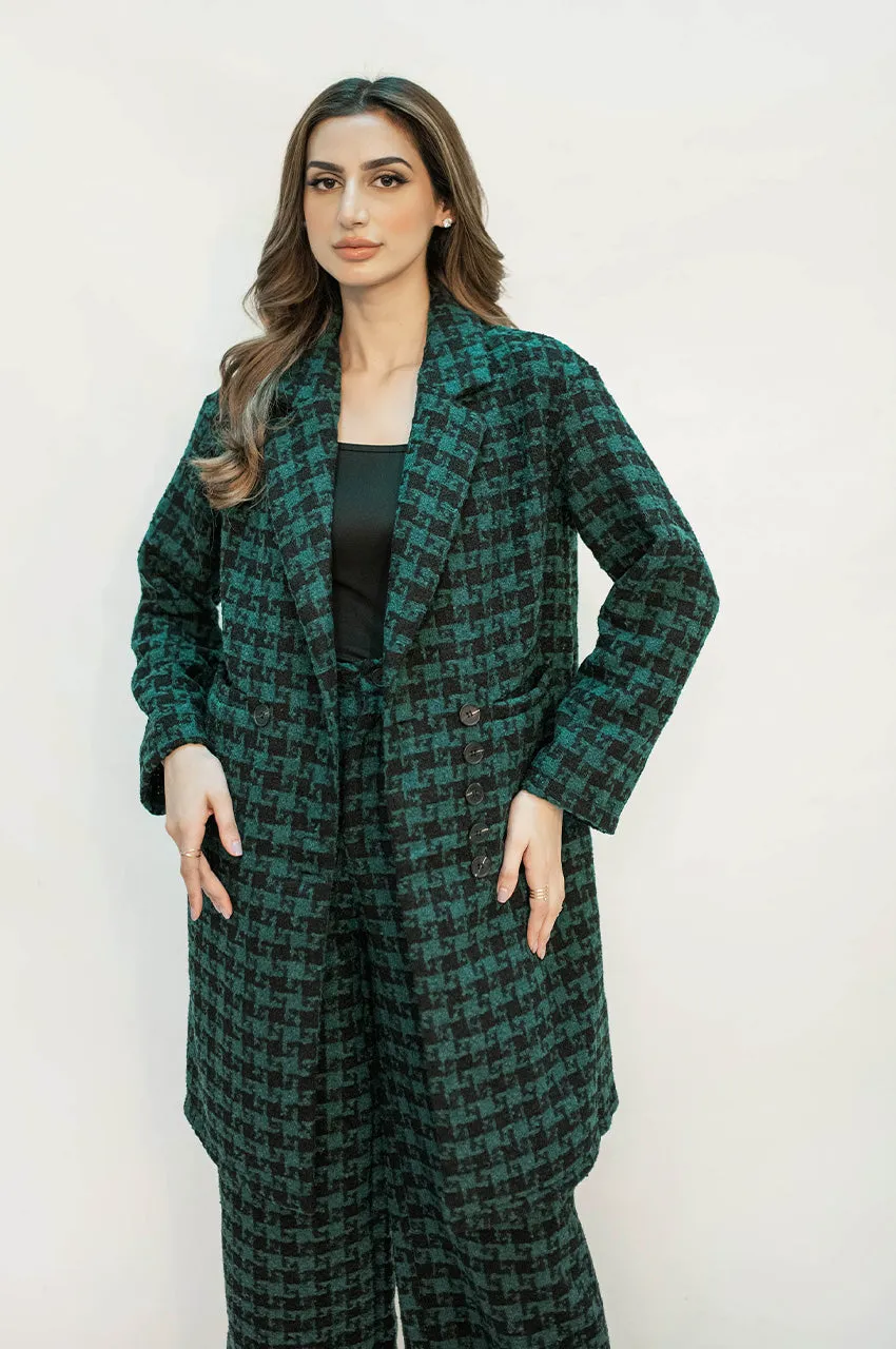 Autumn Winter '24 - Juliet Green Tweed Checkered Coat Suit