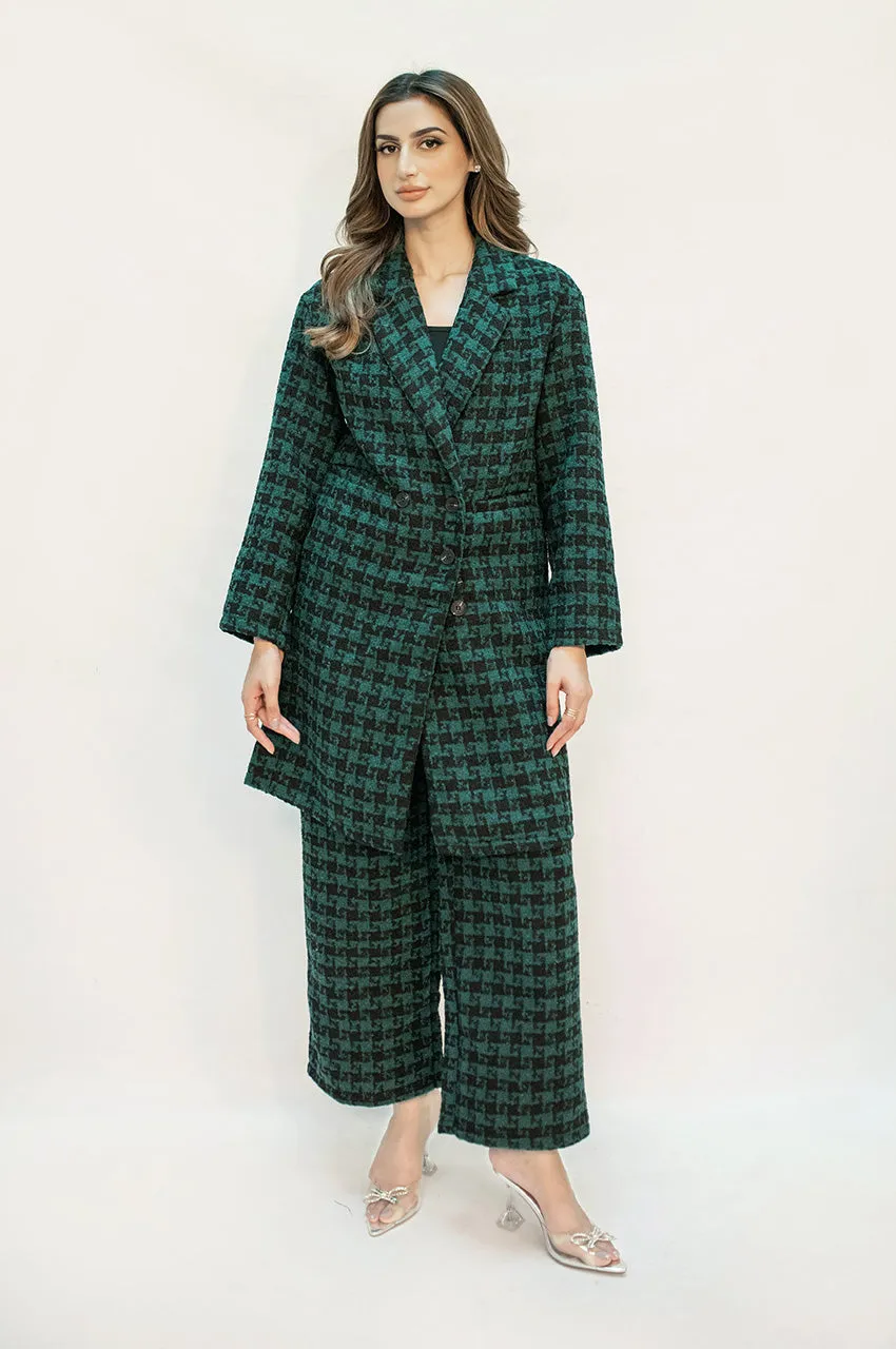 Autumn Winter '24 - Juliet Green Tweed Checkered Coat Suit