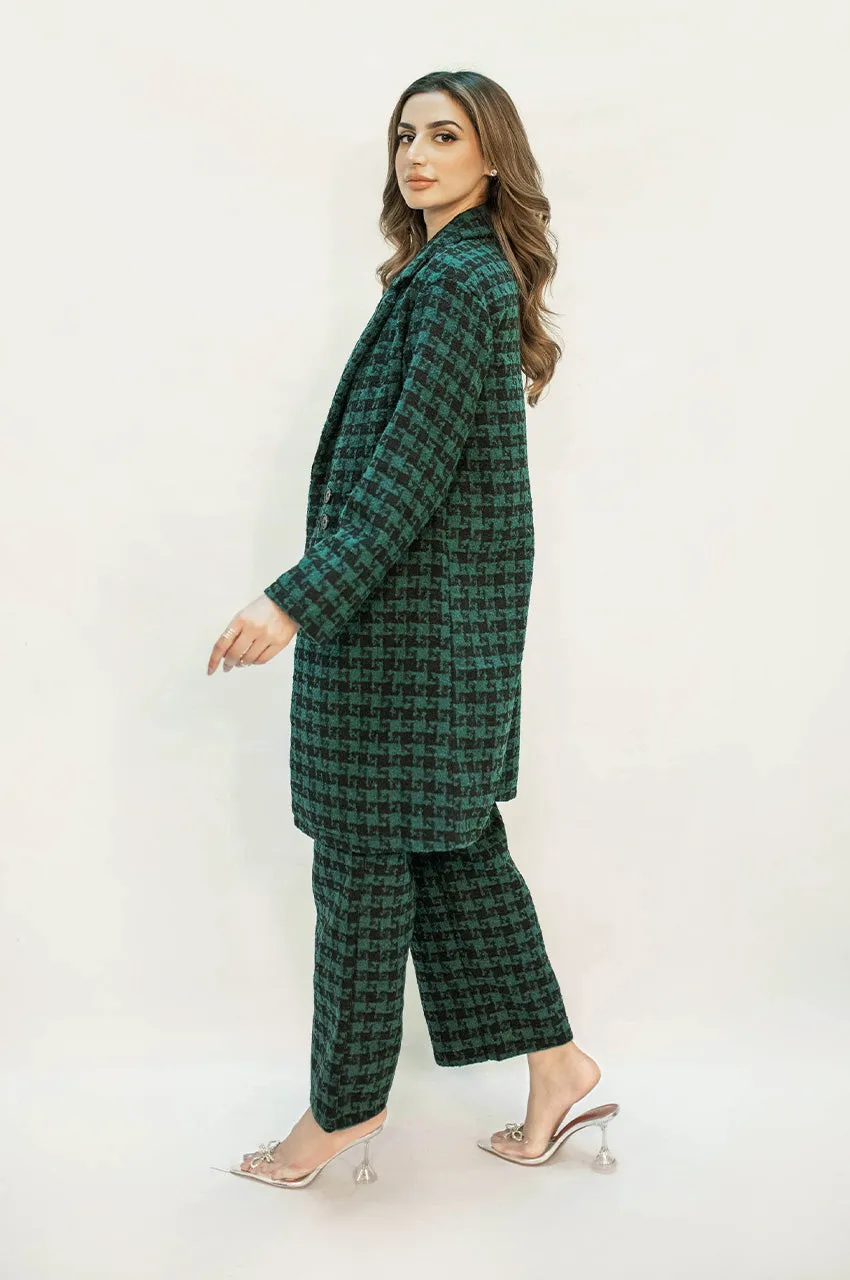 Autumn Winter '24 - Juliet Green Tweed Checkered Coat Suit