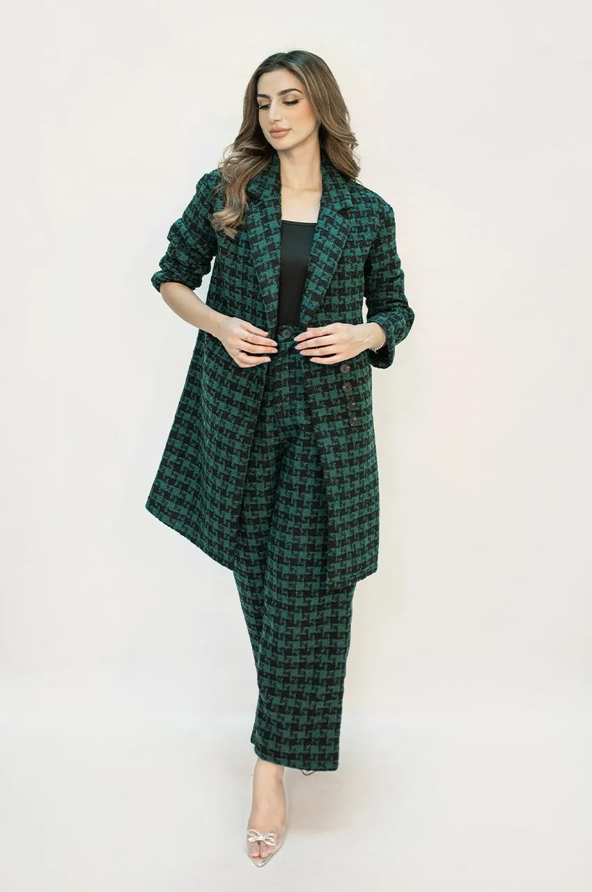 Autumn Winter '24 - Juliet Green Tweed Checkered Coat Suit