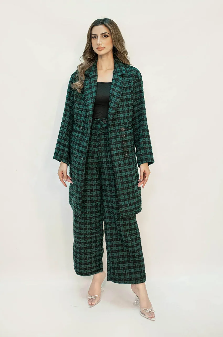 Autumn Winter '24 - Juliet Green Tweed Checkered Coat Suit