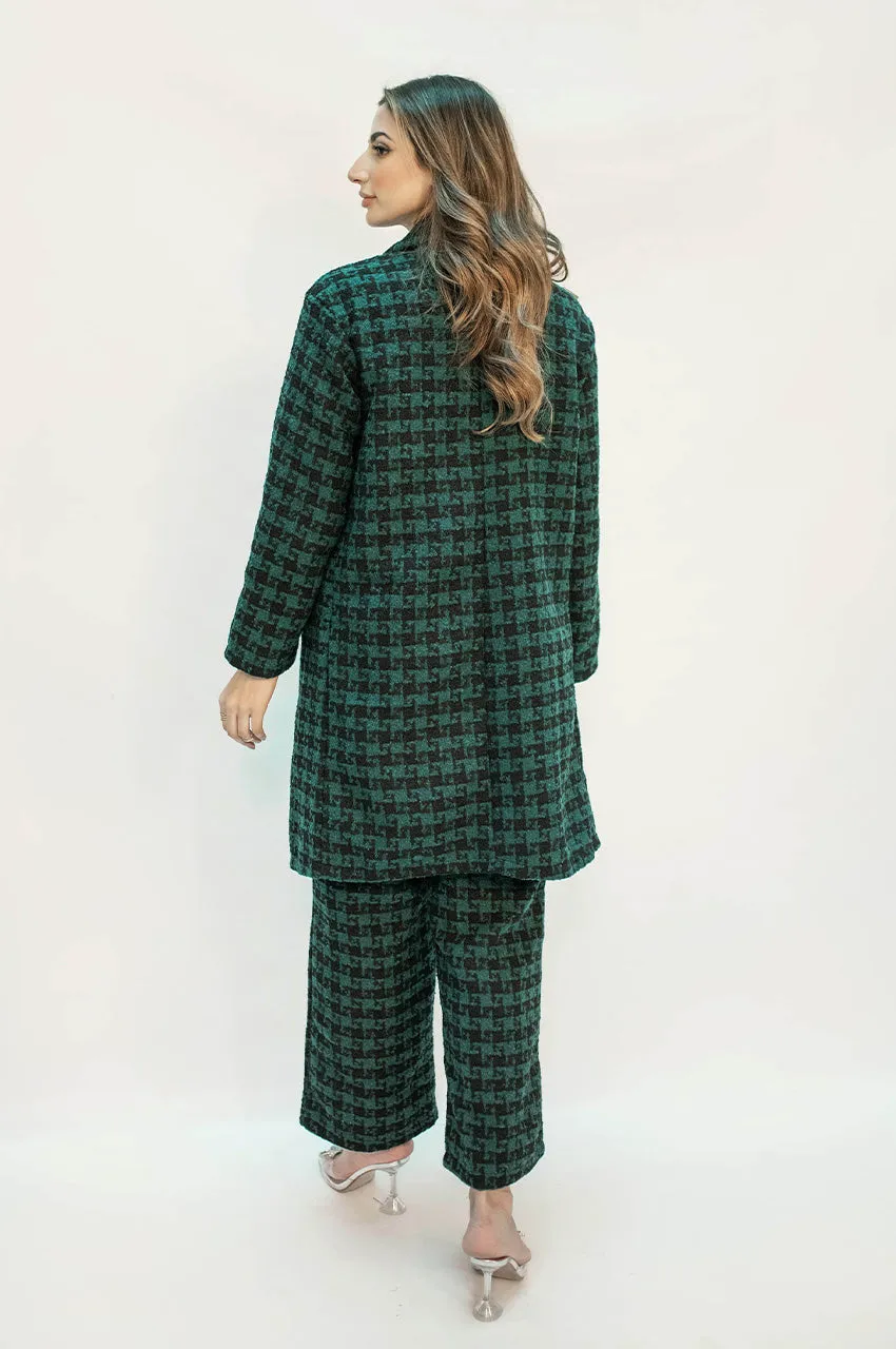 Autumn Winter '24 - Juliet Green Tweed Checkered Coat Suit