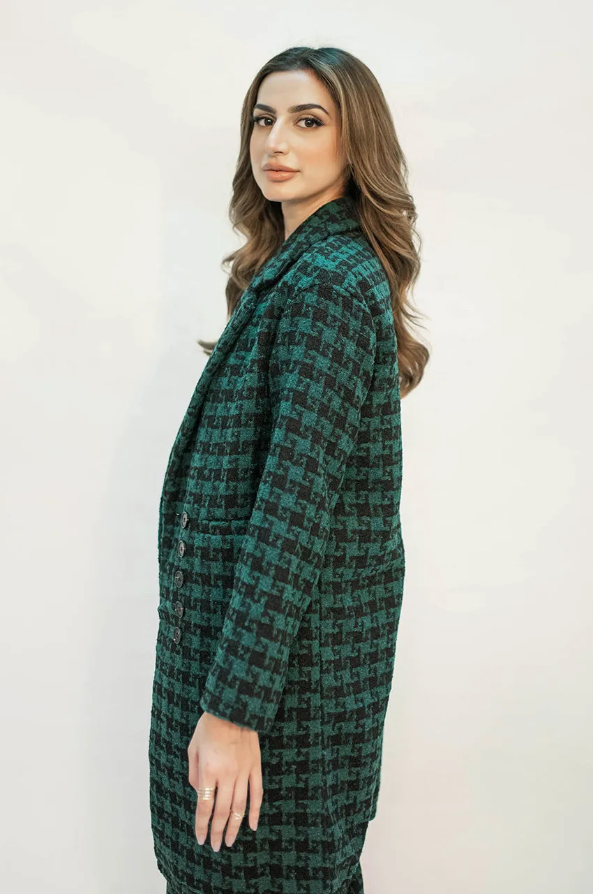 Autumn Winter '24 - Juliet Green Tweed Checkered Coat Suit