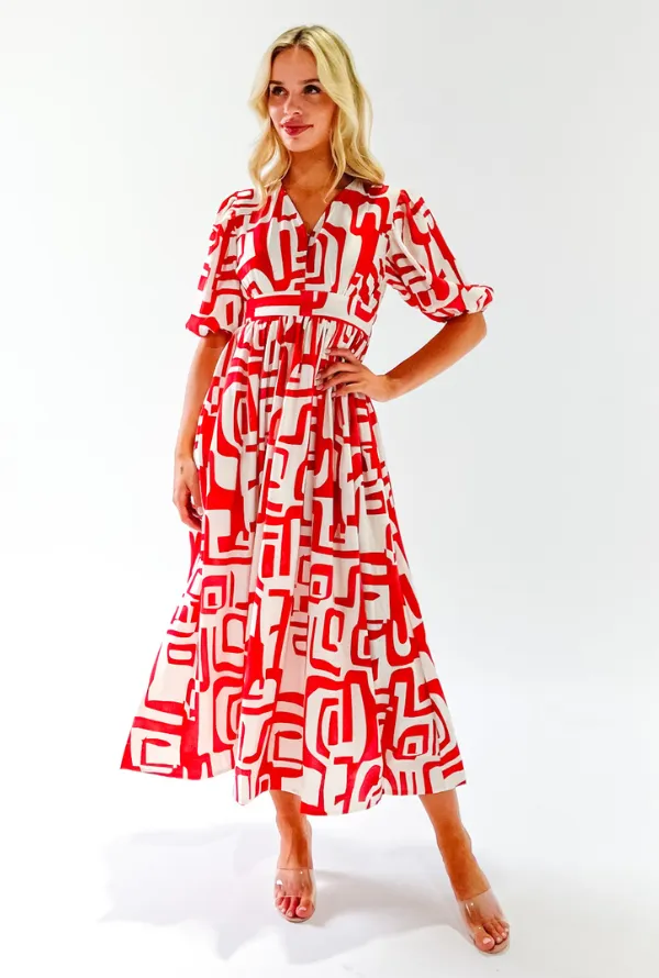 Avari Midi Dress - Red