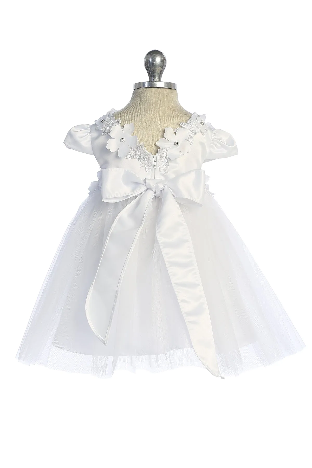 Baby Girls Flutter Sleeve Floral Applique Flower Girl Dress 3-24 Months