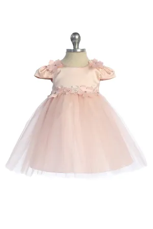 Baby Girls Flutter Sleeve Floral Applique Flower Girl Dress 3-24 Months