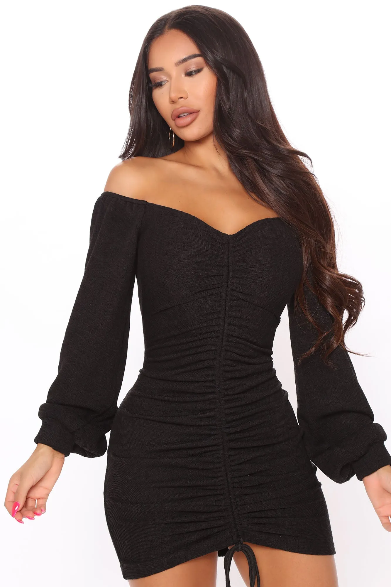 Baby I'm In Love Ruched Dress - Black